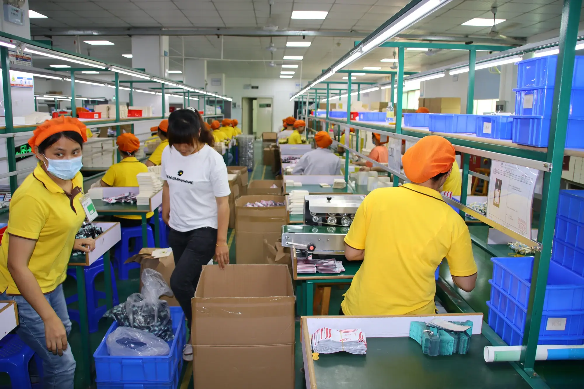 Electric toothbrush assembly line inside the AileCare manufacturing facility