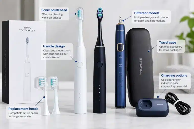 Private label sonic toothbrush models available for OEM and ODM branding projects at AileCare